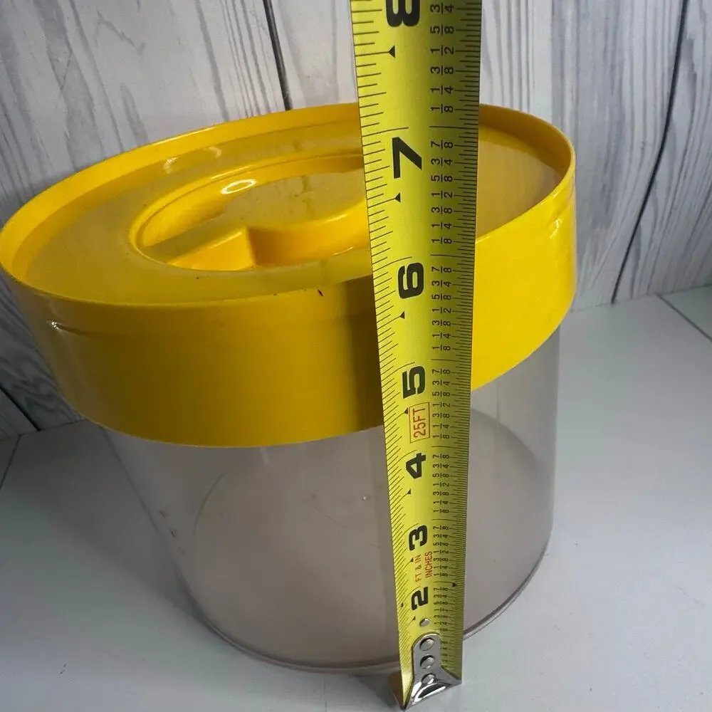 Vintage Bee Plastics Canister Yellow Lid 1960s Kitchen Storage Retro MCM